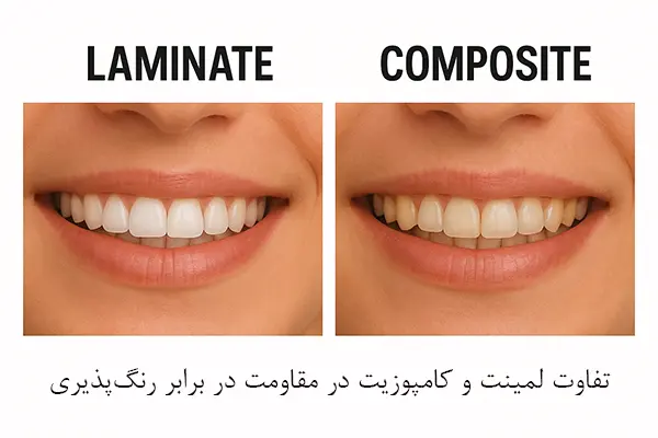 تفاوت لمینت و کامپوزیت در مقاومت در برابر رنگ‌پذیری